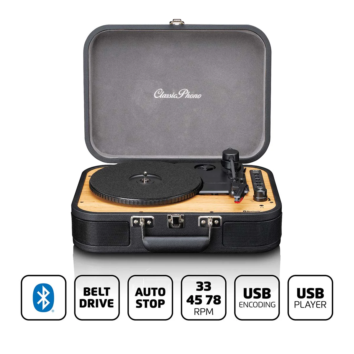 CLASSIC PHONO TT-116BK - Retro Bluetooth® platenspeler met ingebouwde speakers - Zwart - Image 9