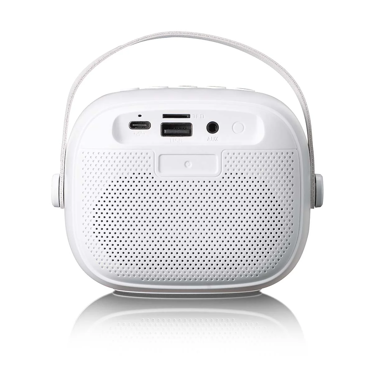 LENCO BTC-020WH - Compacte karaoke speaker met Bluetooth®, oplaadbare batterij, draadloze karaoke microfoon en LED-lichteffecten - Wit - Image 3