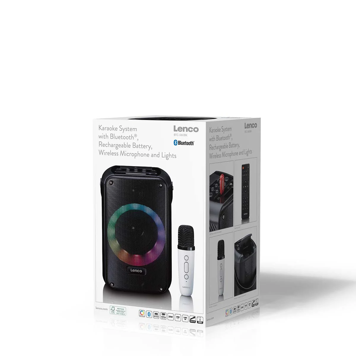 LENCO BTC-060BK - Karaoke set met Bluetooth®, oplaadbare batterij, draadloze karaoke microfoon en disco LED-verlichting - Image 15