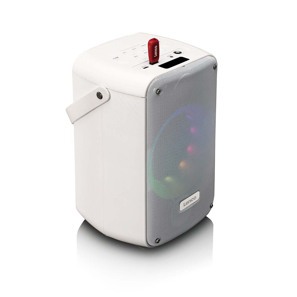 LENCO BTC-060WH - Karaoke set met Bluetooth®, oplaadbare batterij, draadloze karaoke microfoon en disco LED-verlichting - Wit - Image 10