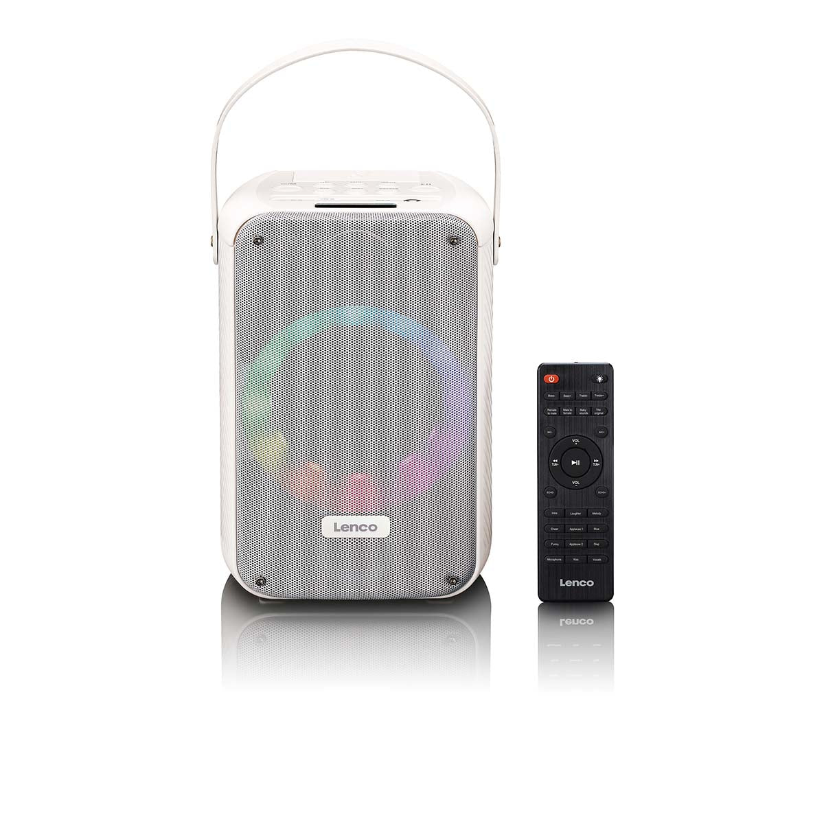 LENCO BTC-060WH - Karaoke set met Bluetooth®, oplaadbare batterij, draadloze karaoke microfoon en disco LED-verlichting - Wit - Image 3