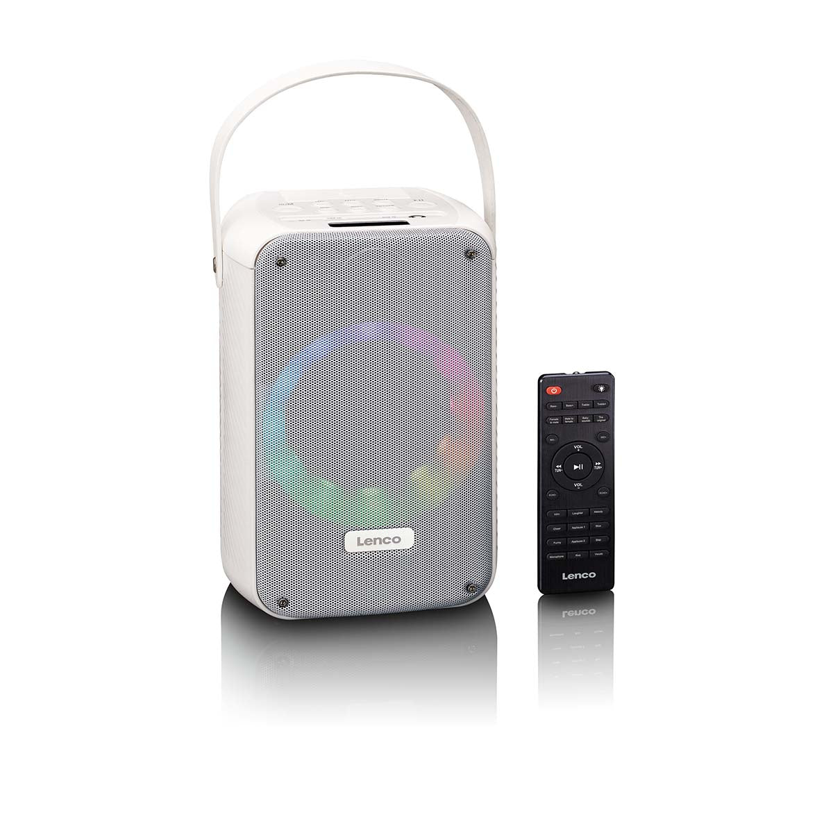 LENCO BTC-060WH - Karaoke set met Bluetooth®, oplaadbare batterij, draadloze karaoke microfoon en disco LED-verlichting - Wit - Image 7