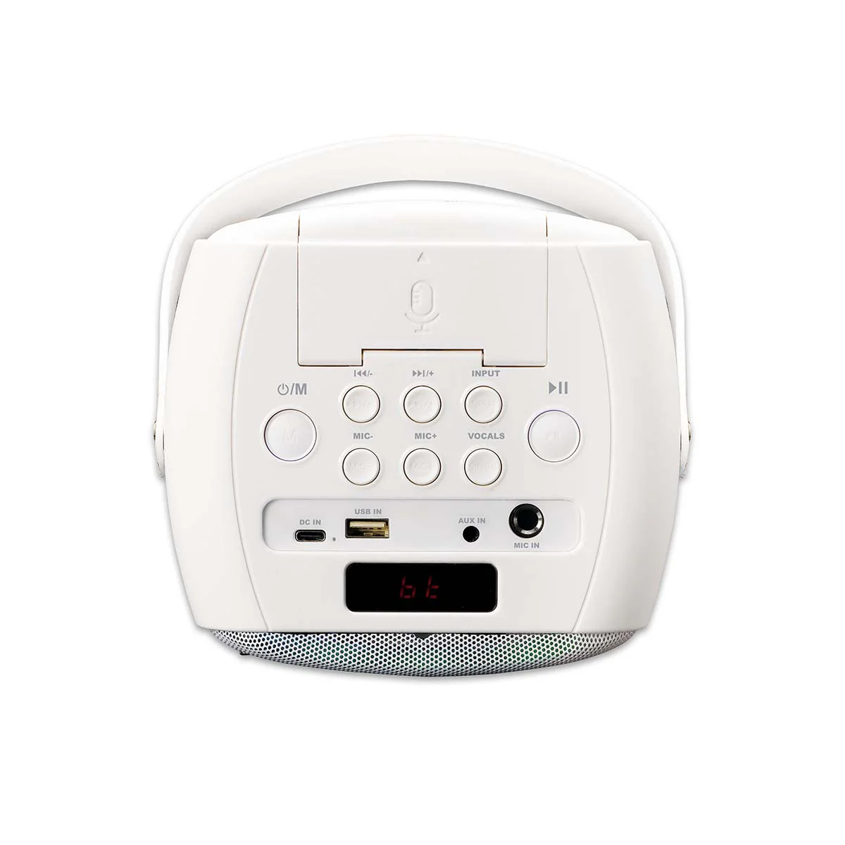 LENCO BTC-060WH - Karaoke set met Bluetooth®, oplaadbare batterij, draadloze karaoke microfoon en disco LED-verlichting - Wit - Image 8