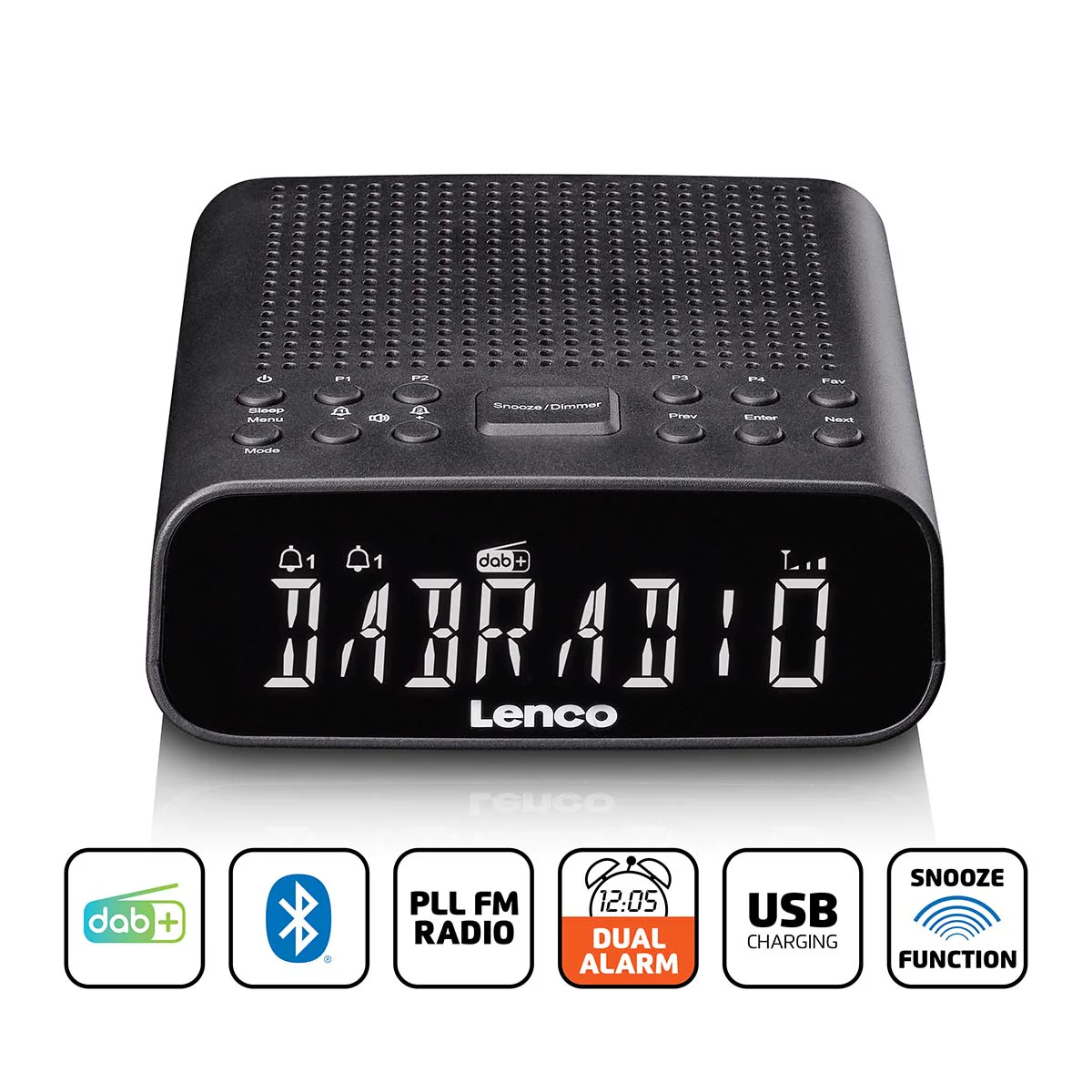 LENCO CR-606BK - Wekkerradio met DAB+/FM, Bluetooth® en groot dimbaar LCD-display - Zwart - Image 8