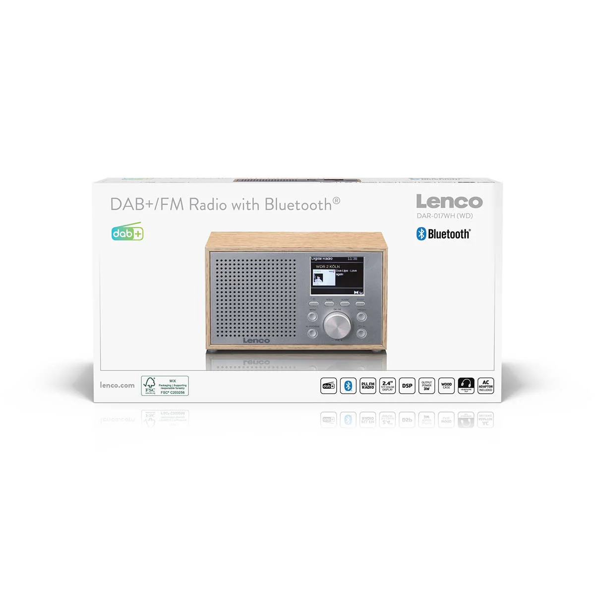 LENCO DAR-017WH - Compacte en stijlvolle DAB+/FM radio met Bluetooth® en houten behuizing - Eikenhout - Image 6