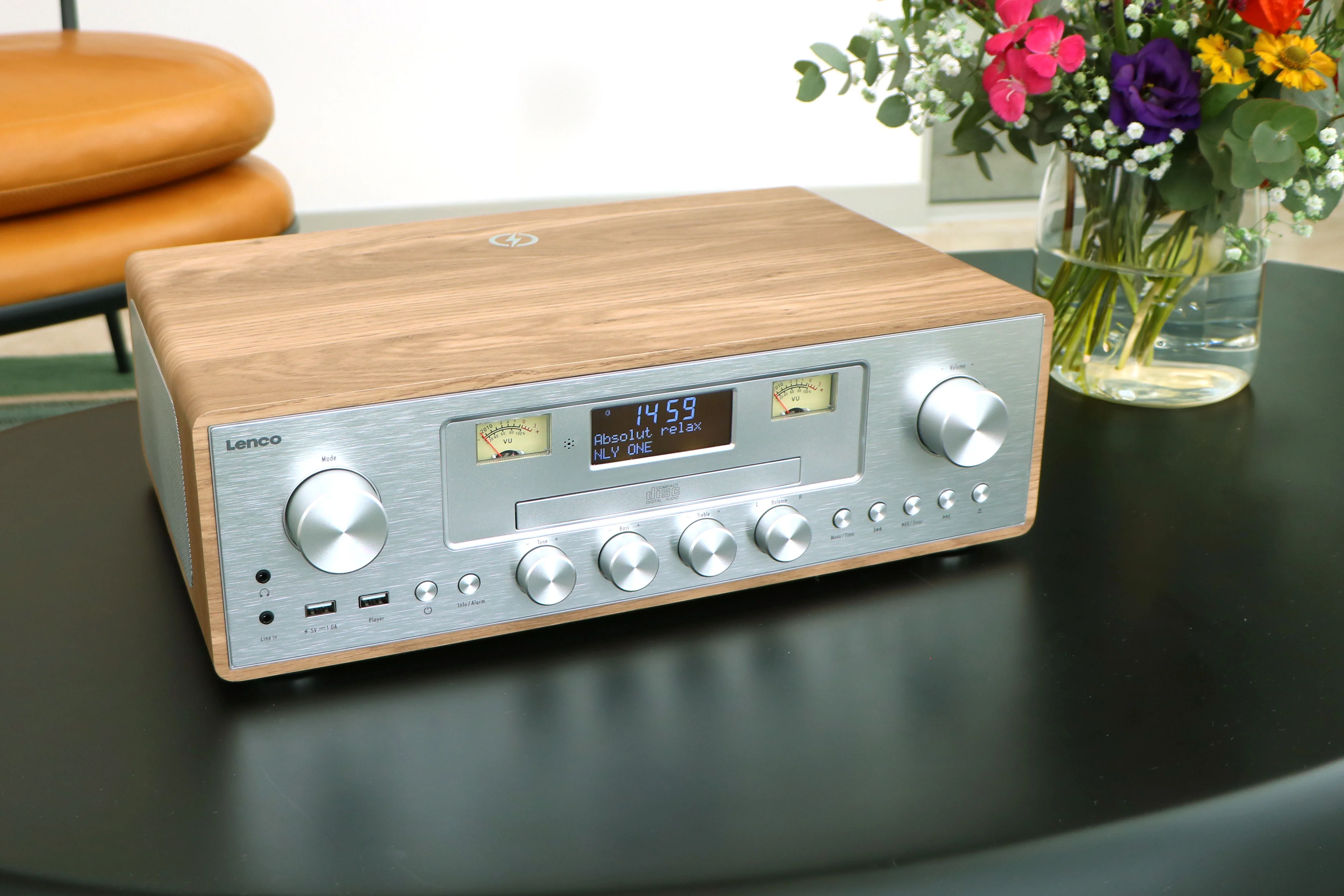 LENCO DAR-281WDSI - DAB+/FM radio met CD-speler, USB, Bluetooth® en draadloos oplaadpunt - Hout/Zilver - Image 14