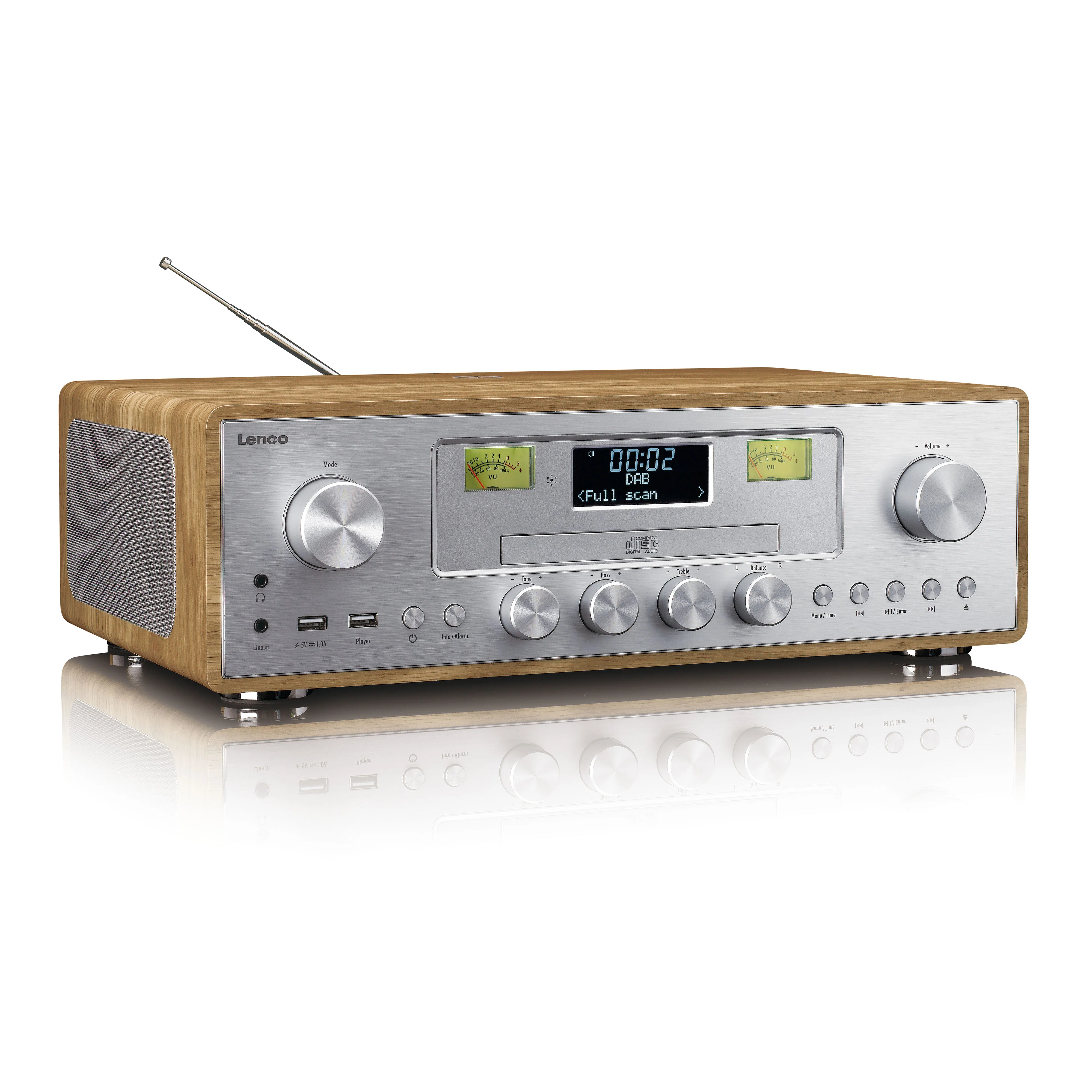 LENCO DAR-281WDSI - DAB+/FM radio met CD-speler, USB, Bluetooth® en draadloos oplaadpunt - Hout/Zilver - Image 3
