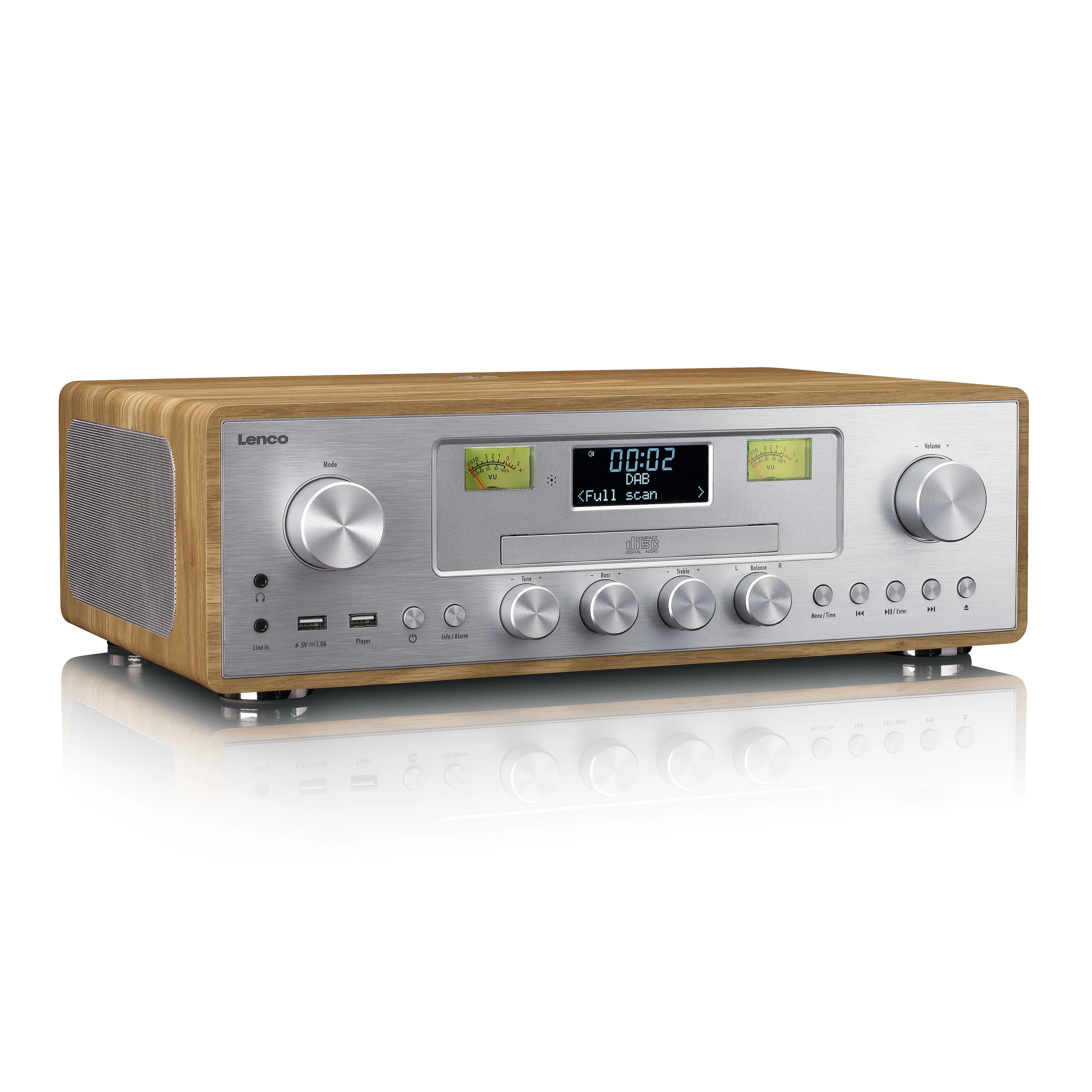 LENCO DAR-281WDSI - DAB+/FM radio met CD-speler, USB, Bluetooth® en draadloos oplaadpunt - Hout/Zilver - Image 6