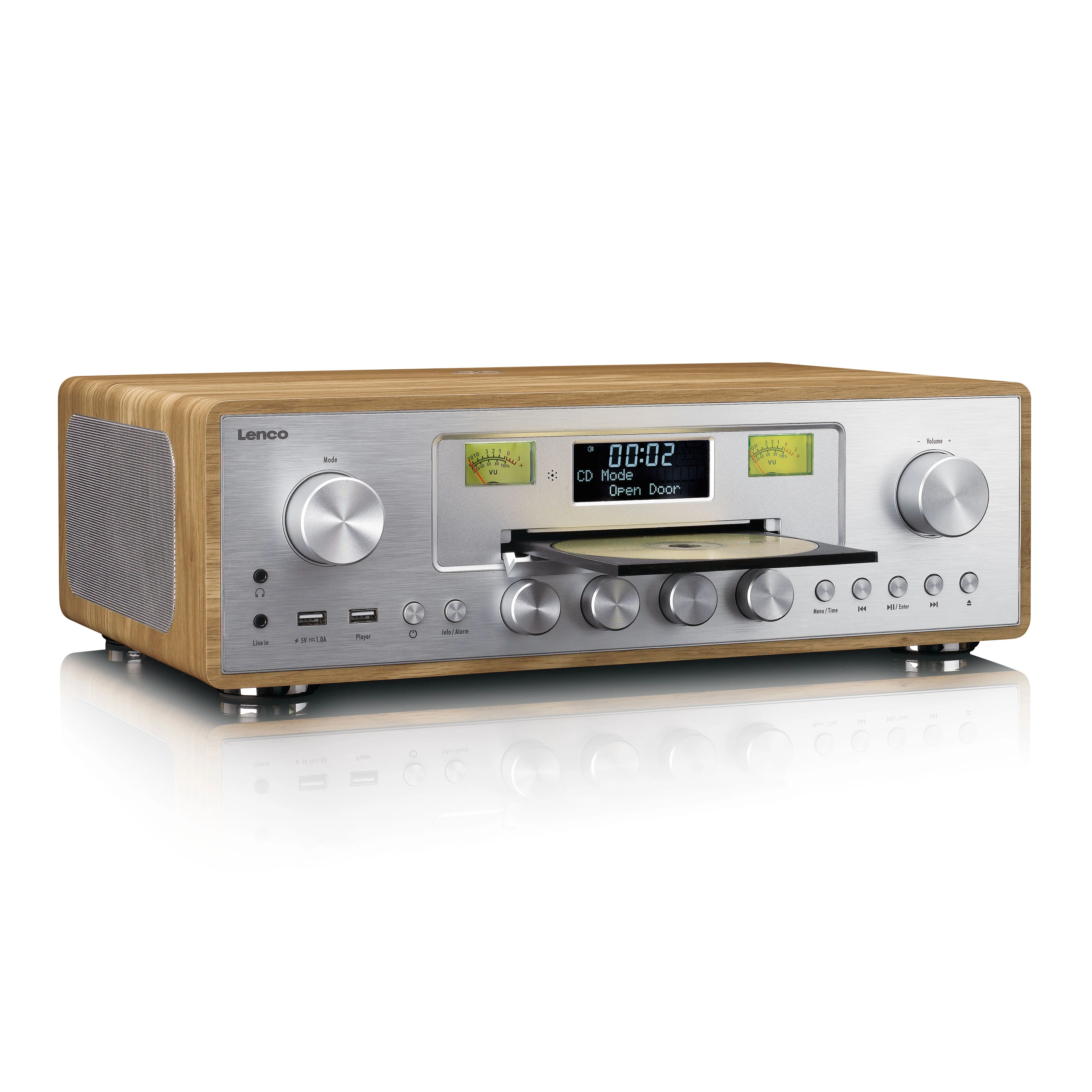 LENCO DAR-281WDSI - DAB+/FM radio met CD-speler, USB, Bluetooth® en draadloos oplaadpunt - Hout/Zilver - Image 8