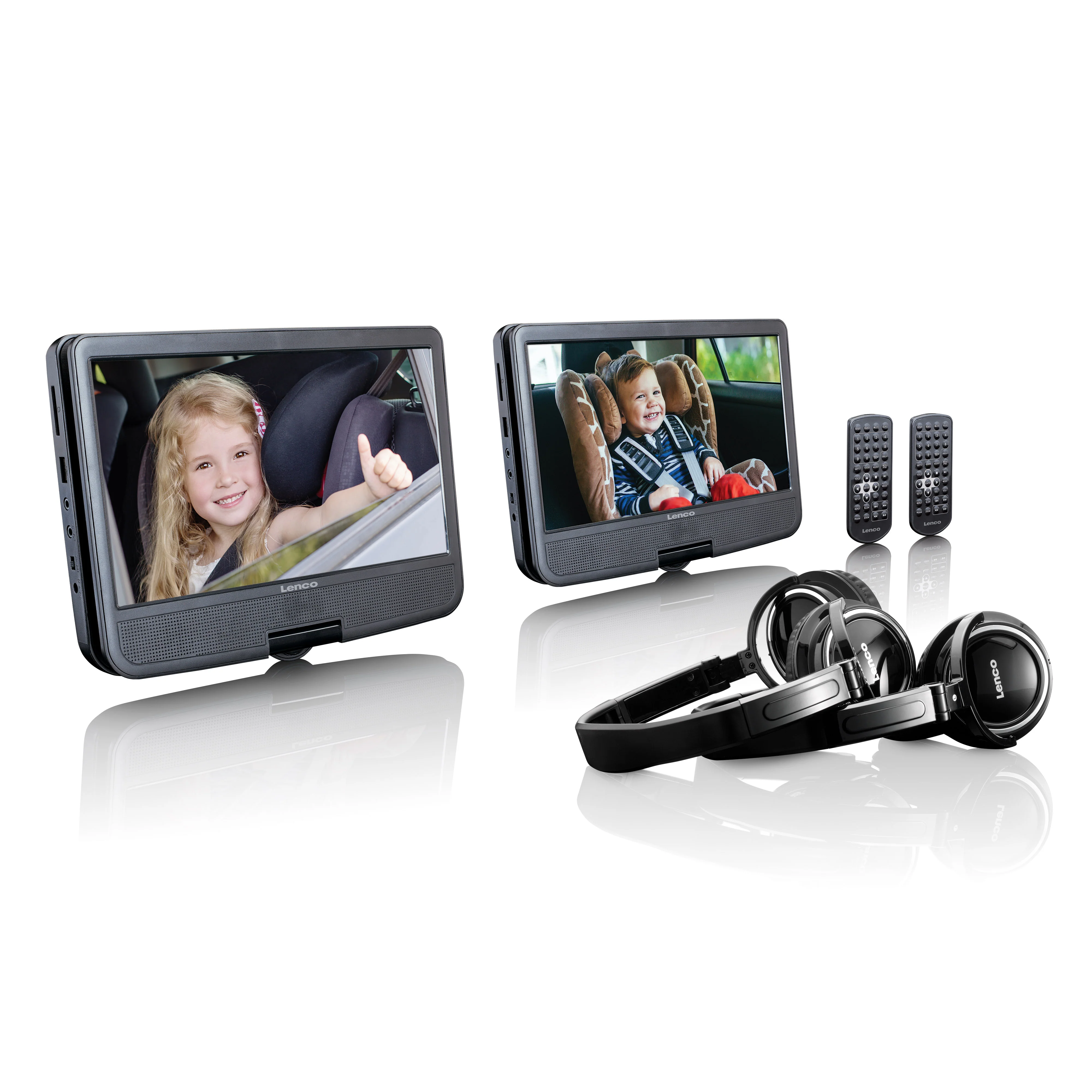 LENCO DVP-1046BK - 2x 10 inch draagbare DVD speler met oplaadbare batterij, twee hoofdtelefoons en twee montagebeugels voor in de auto - Zwart - Image 9