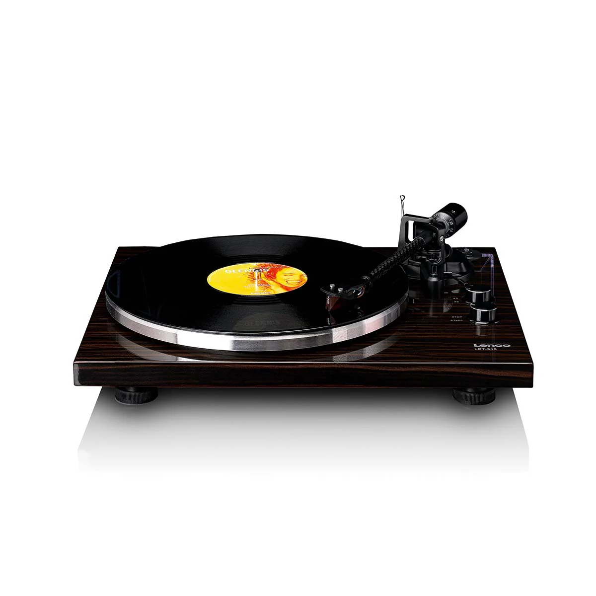 LENCO LBT-345WA - Platenspeler met Bluetooth® en Ortofon 2M Red cartridge, inclusief verchroomde platenstabilisator - Walnoot - Image 3