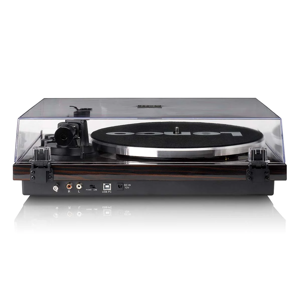 LENCO LBT-345WA - Platenspeler met Bluetooth® en Ortofon 2M Red cartridge, inclusief verchroomde platenstabilisator - Walnoot - Image 5