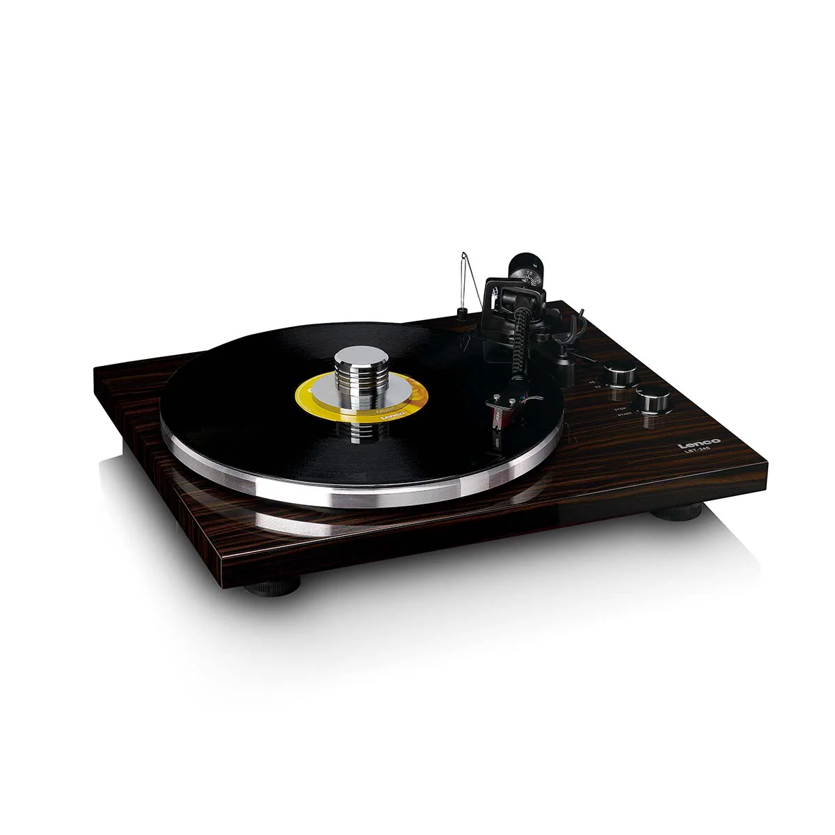LENCO LBT-345WA - Platenspeler met Bluetooth® en Ortofon 2M Red cartridge, inclusief verchroomde platenstabilisator - Walnoot - Image 9
