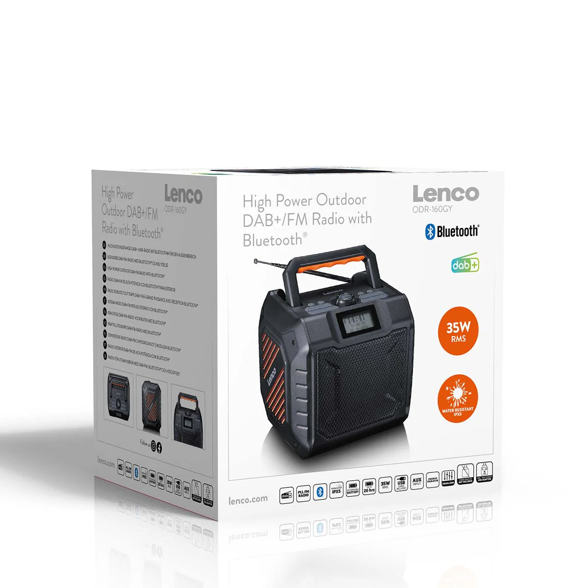 LENCO ODR-160GY - Krachtige draagbare outdoor DAB+/FM radio met Bluetooth® - IPX5 waterbestendig - Bouwradio - Grijs - Image 16