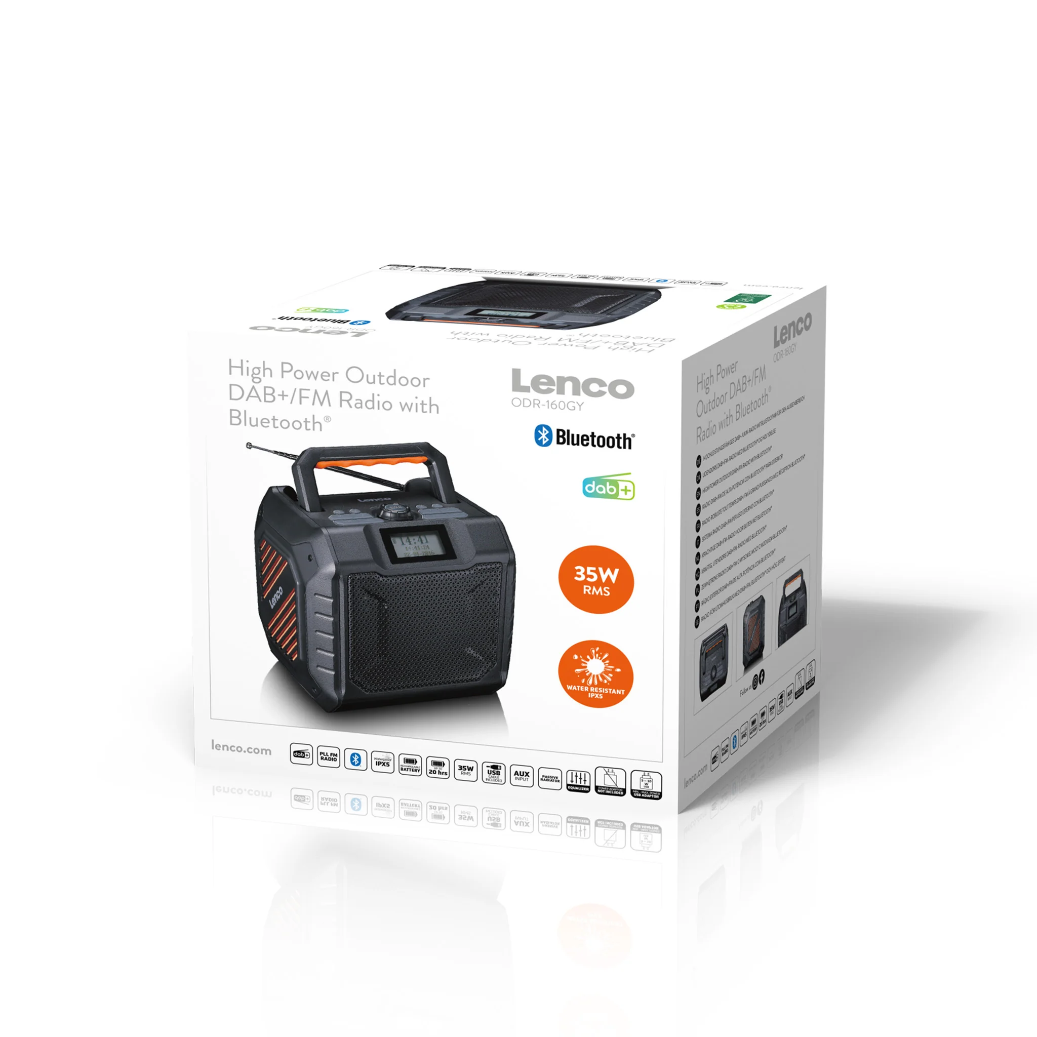 LENCO ODR-160GY - Krachtige draagbare outdoor DAB+/FM radio met Bluetooth® - IPX5 waterbestendig - Bouwradio - Grijs - Image 7