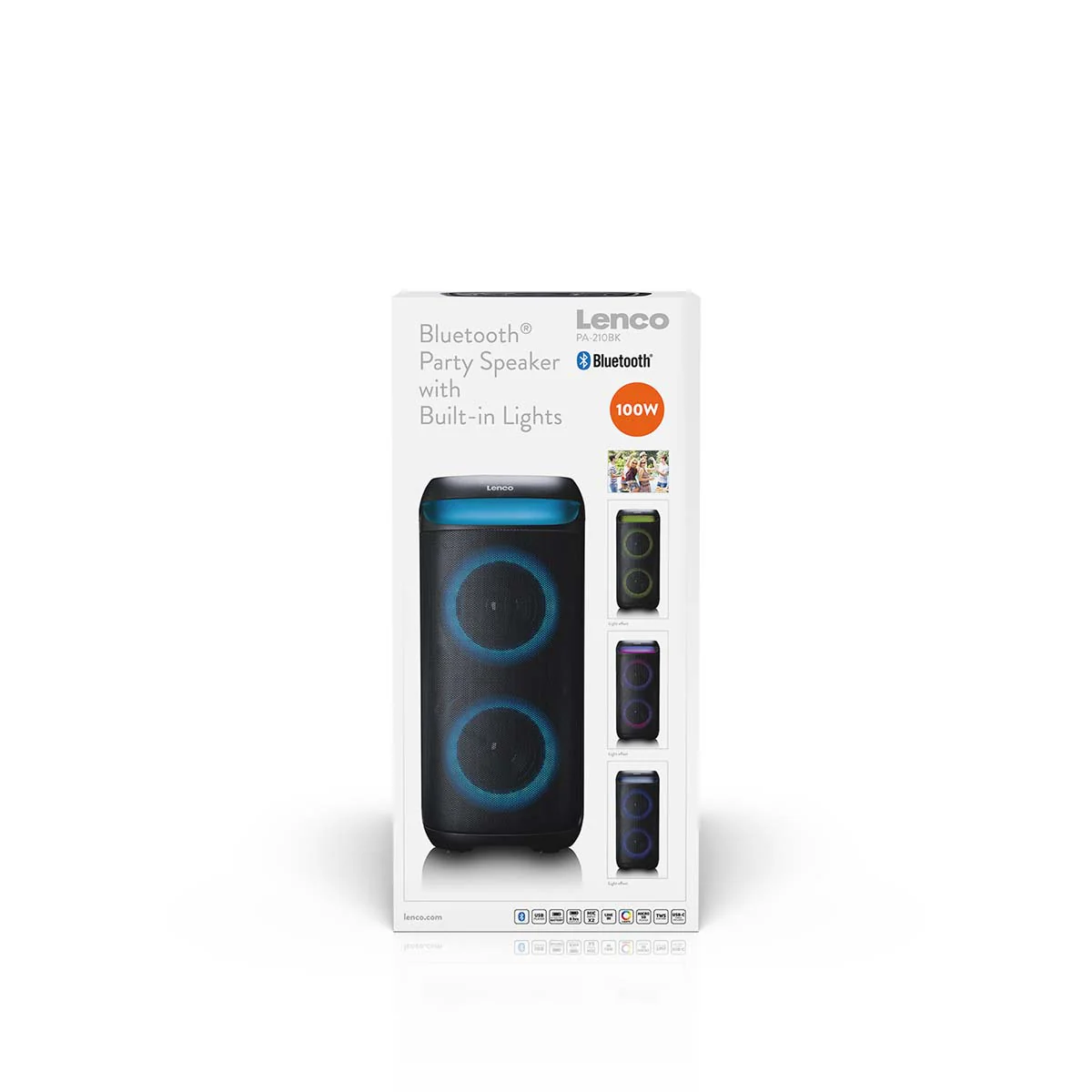LENCO PA-210BK - Bluetooth® Party Speaker met LED-lichteffecten - 100W uitgangsvermogen, TWS, USB, tot 12 uur batterijduur - Zwart - Image 17