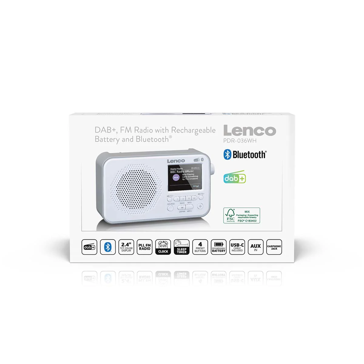 LENCO PDR-036WH - DAB+ / FM Radio met Bluetooth® - Wit - Image 8