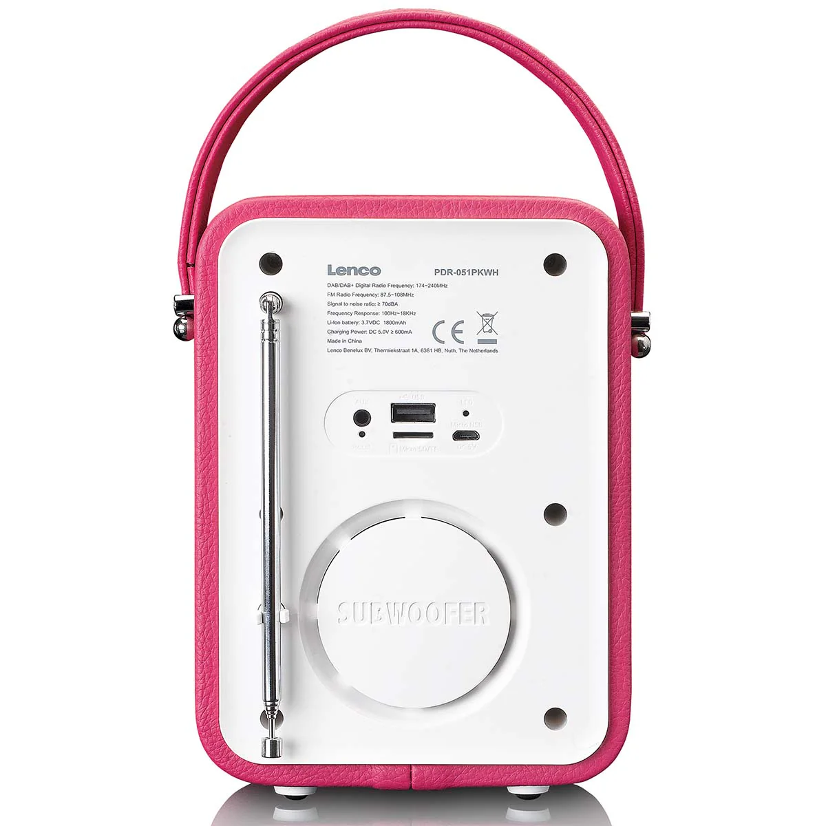 LENCO PDR-051PKWH - Draagbare DAB+ FM Radio met Bluetooth® en AUX-ingang, oplaadbare batterij - Roze - Image 4