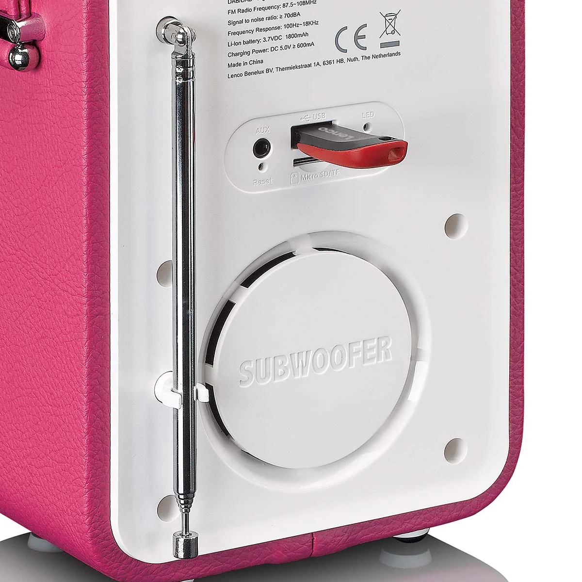 LENCO PDR-051PKWH - Draagbare DAB+ FM Radio met Bluetooth® en AUX-ingang, oplaadbare batterij - Roze - Image 8