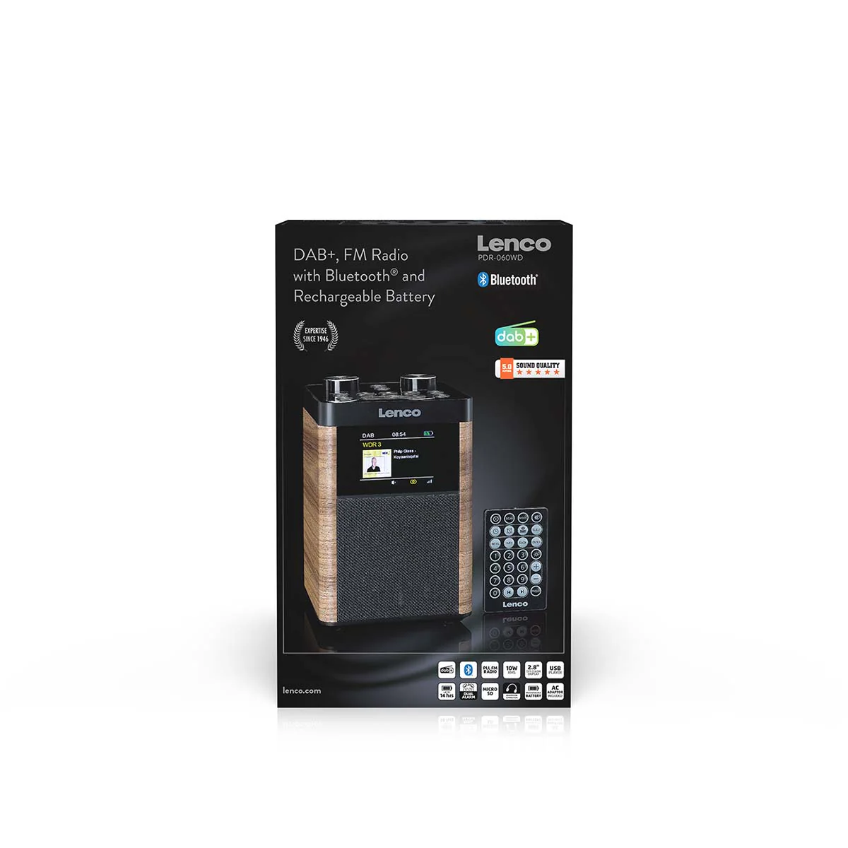 LENCO PDR-060WD - Portable DAB+/FM Radio Bluetooth®, 10W Speaker, 14H Batterij - Zwart - Image 17