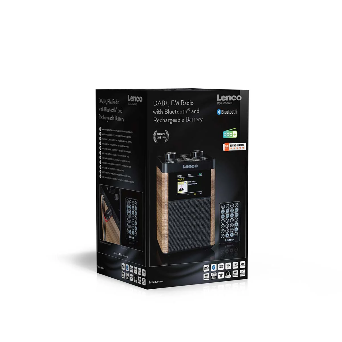 LENCO PDR-060WD - Portable DAB+/FM Radio Bluetooth®, 10W Speaker, 14H Batterij - Zwart - Image 19