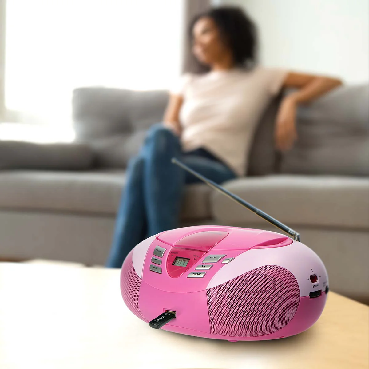 LENCO SCD-37 USB Pink - Draagbare FM Radio CD en USB speler - Roze - Image 12