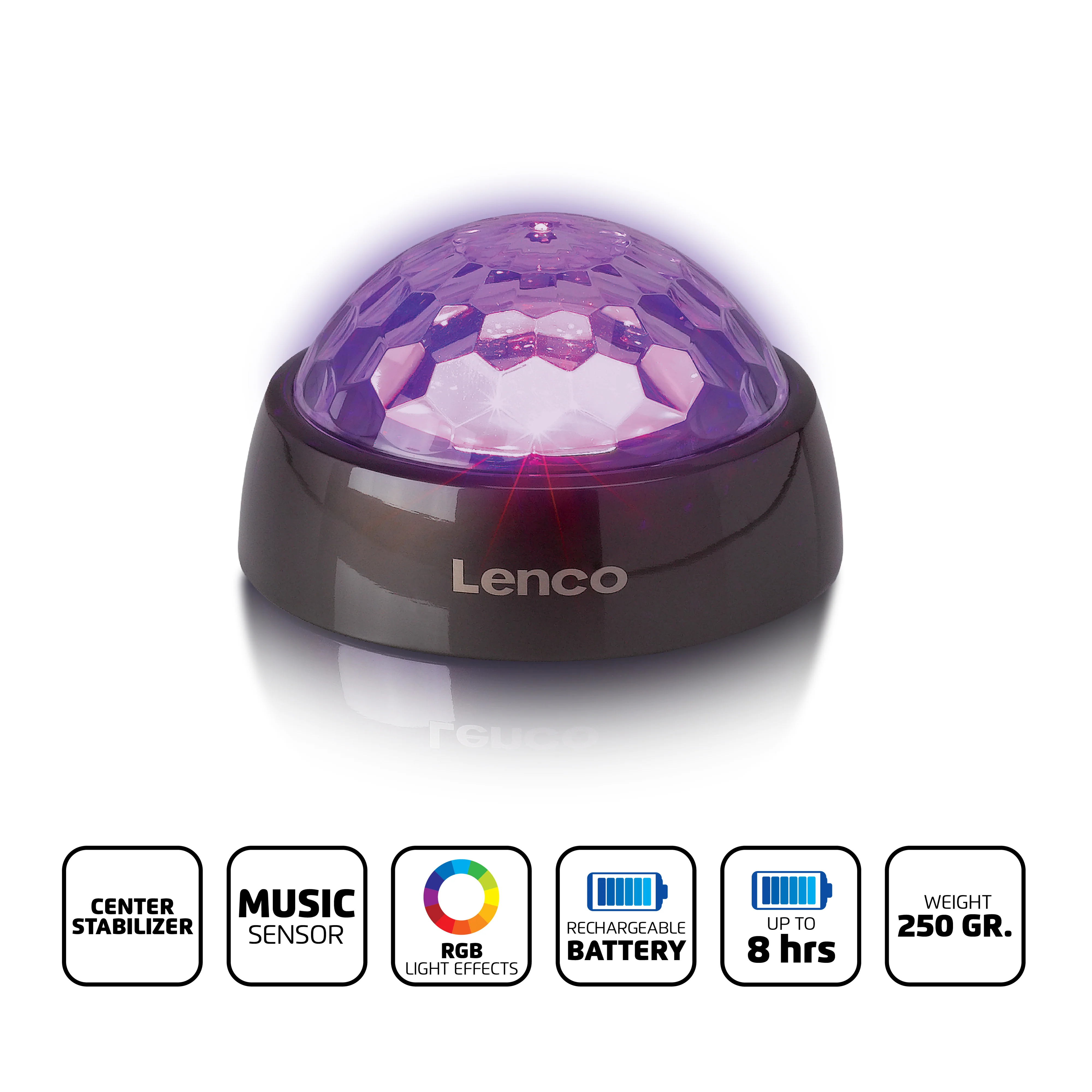 LENCO TTA-180TN - Platenstabilisator met RGB lichteffecten - Platenspeler aandrukgewicht 250g en discobal in één - Titanium - Image 11