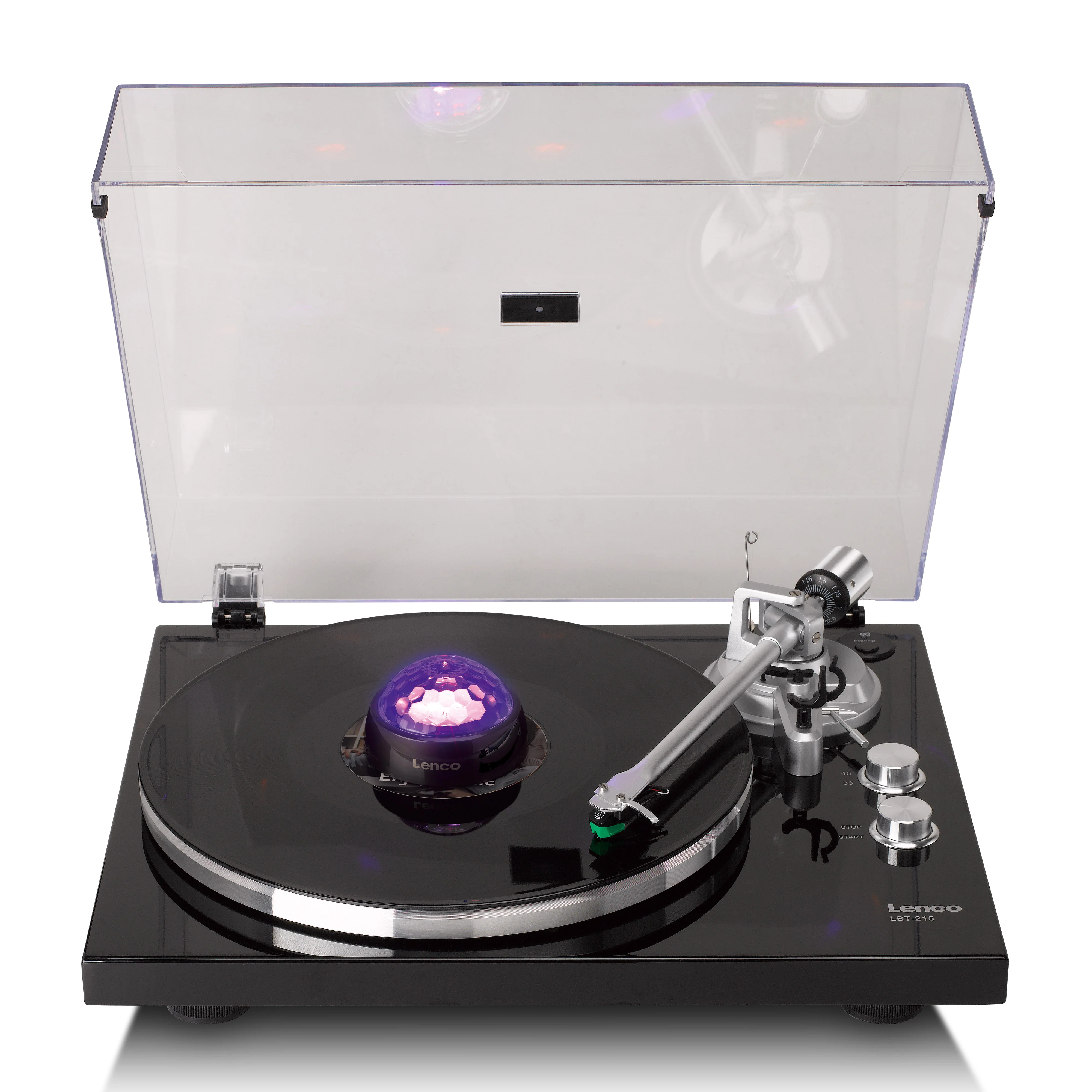 LENCO TTA-180TN - Platenstabilisator met RGB lichteffecten - Platenspeler aandrukgewicht 250g en discobal in één - Titanium - Image 16