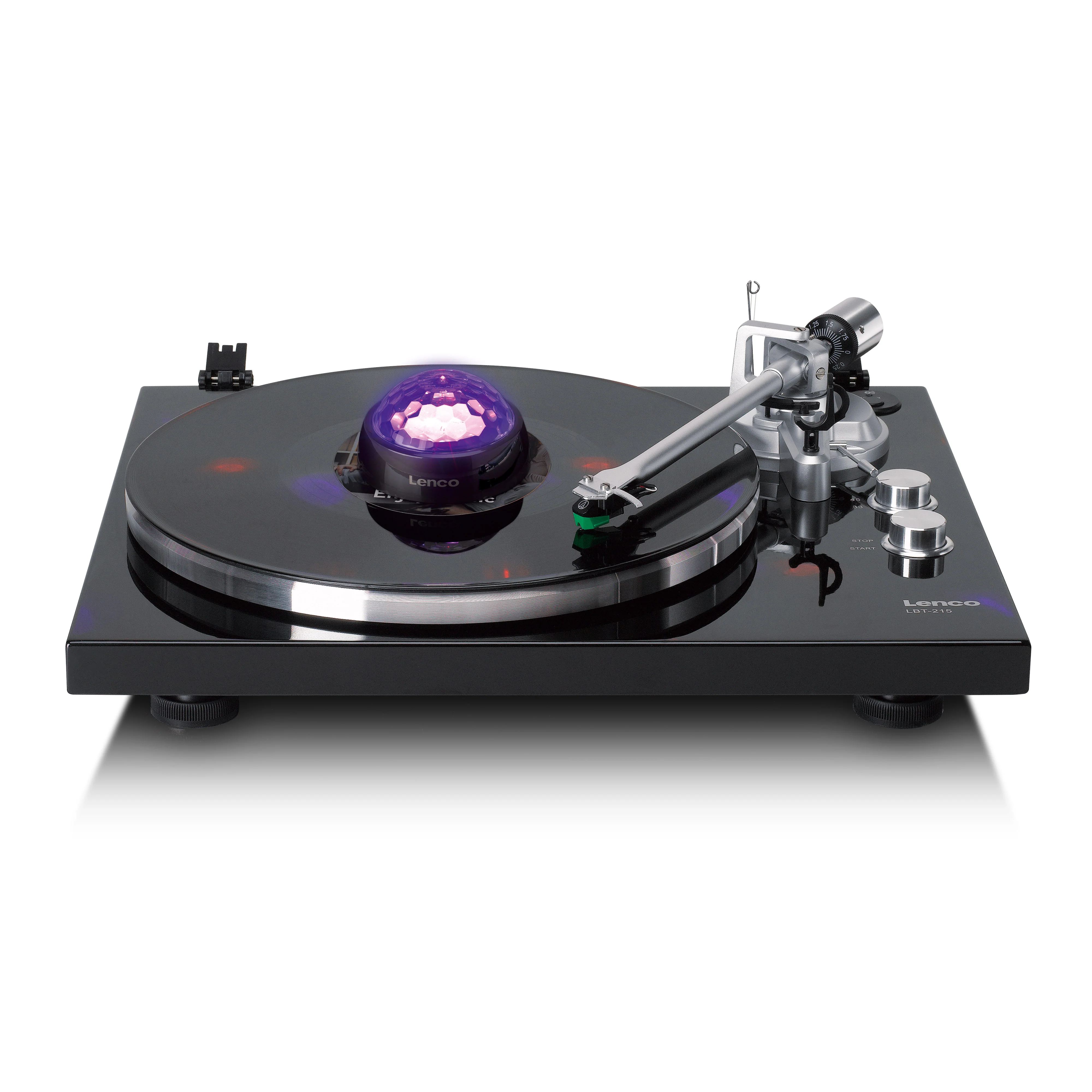 LENCO TTA-180TN - Platenstabilisator met RGB lichteffecten - Platenspeler aandrukgewicht 250g en discobal in één - Titanium - Image 5